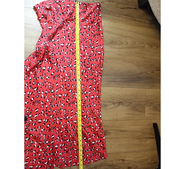 Urban Outfitters Satin Midi Skirt Red Cheetah Print Slip-On Women’s S - Picture 5 of 8
